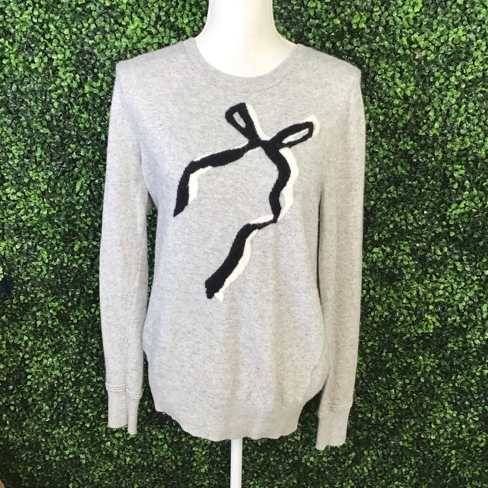 NWOT Banana Republic Gray Sweater with‎ Black and White Bow cashmere blend